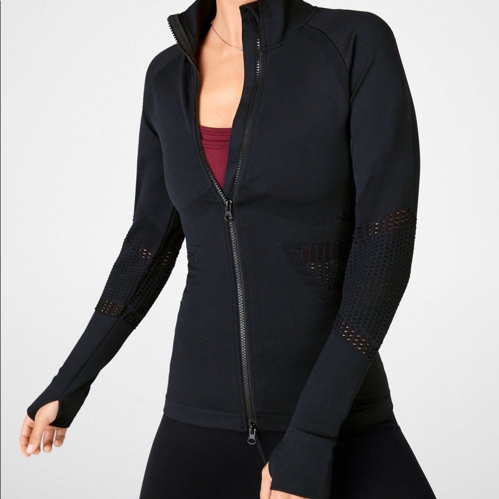 seamless mock neck zip jacket fabletics medium NWOT